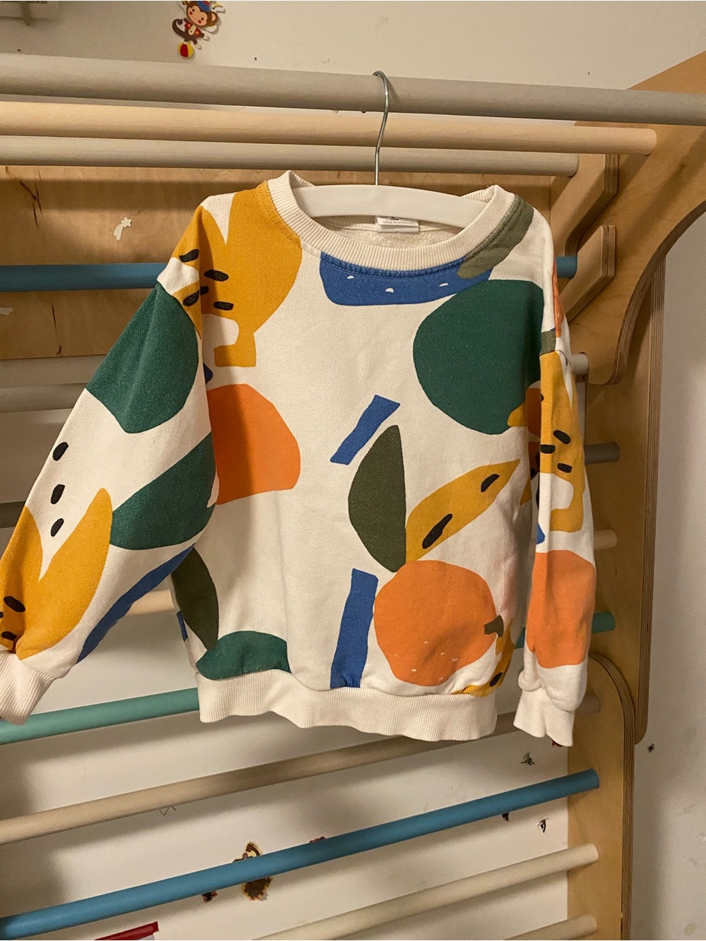 Zara Boys Colorful Abstract Print Sweatshirt - White, Green, Blue, Mustard